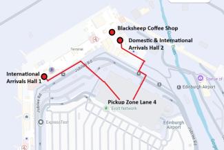 Map to get to Pickup Zone Lane 4